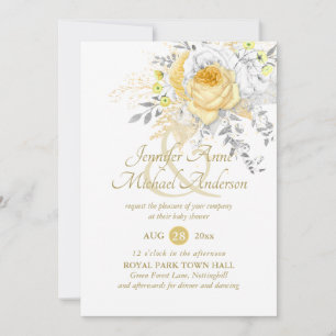 Geschmackvolle White Gold Rose Bouquet Babydusche