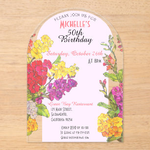 Geschmackvoller 50. Geburtstag transparent chic Acryleinladungen