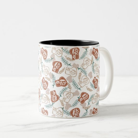 Geschmackvolles Brot Toast Muster Zweifarbige Tasse (VorderseiteRechts)