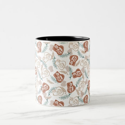 Geschmackvolles Brot Toast Muster Zweifarbige Tasse (Mittel)
