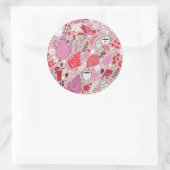 Geschmackvolles Muster mit Vögeln und Blume Runder Aufkleber (Tasche)