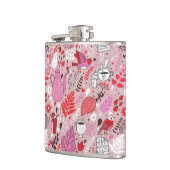 Geschmackvolles Muster mit Vögeln und Blumen Flachmann (Links)