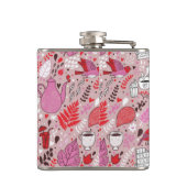 Geschmackvolles Muster mit Vögeln und Blumen Flachmann (Rückseite)