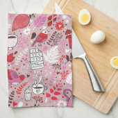 Geschmackvolles Muster mit Vögeln und Blumen Handtuch (Viertel Falte)