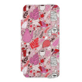 Geschmackvolles Muster mit Vögeln und Blumen Incipio iPhone Geldbeutel-Hülle (Folio Vorderseite)