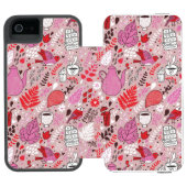 Geschmackvolles Muster mit Vögeln und Blumen Incipio iPhone Geldbeutel-Hülle (Folio Geöffnet)