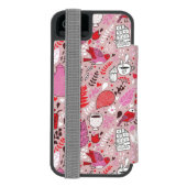 Geschmackvolles Muster mit Vögeln und Blumen Incipio iPhone Geldbeutel-Hülle (Folio Rückseite)