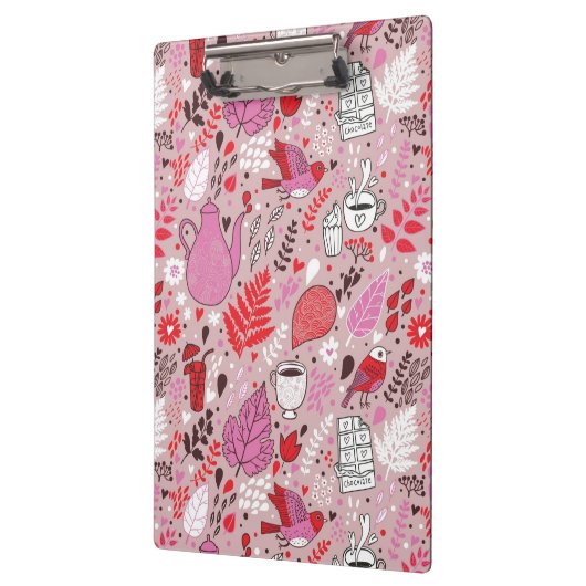 Geschmackvolles Muster mit Vögeln und Blumen Klemmbrett (Links)
