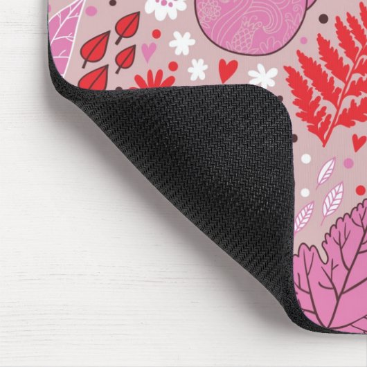 Geschmackvolles Muster mit Vögeln und Blumen Mousepad (Ecke)
