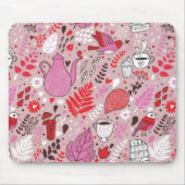 Geschmackvolles Muster mit Vögeln und Blumen Mousepad (Vorne)