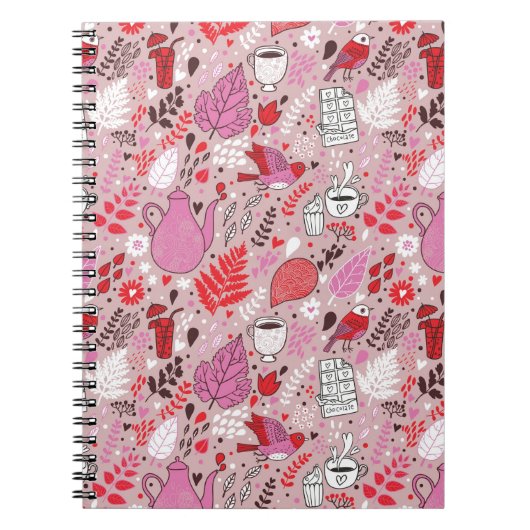 Geschmackvolles Muster mit Vögeln und Blumen Notizblock (Vorderseite)