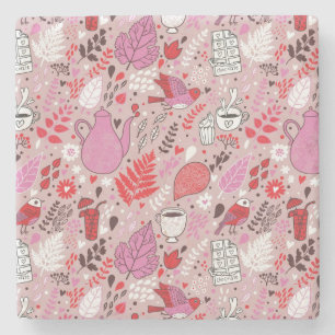 Geschmackvolles Muster mit Vögeln und Blumen Steinuntersetzer