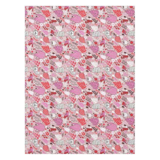 Geschmackvolles Muster mit Vögeln und Blumen Tischdecke (Vorderseite)