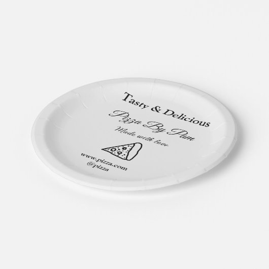 Geschmackvolles Pizzeria mit Liebe gekocht Pappteller (Schrägansicht)