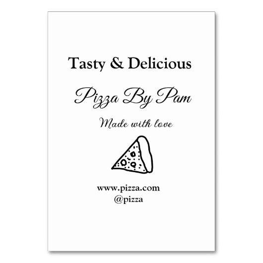 Geschmackvolles Pizzeria mit Liebe gekocht Tischnummer (Vorderseite)