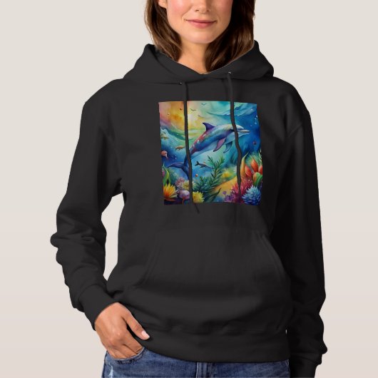 Geschmalter Delfin Hoodie (Vorderseite)