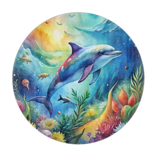 Geschmalter Delfin Schneidebrett (Vorderseite)