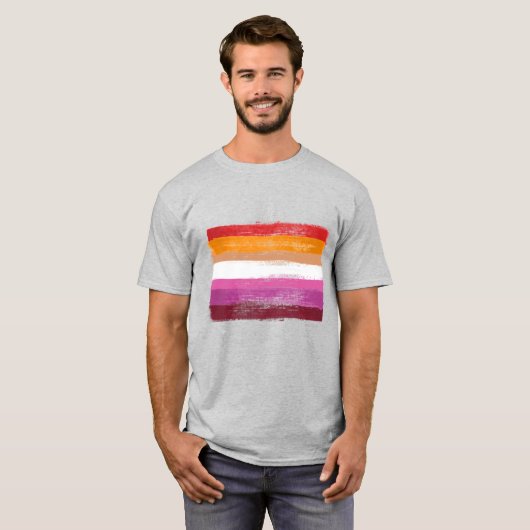 GESCHMALTETE LESBISCHE STREIFEN DER FLAGGE SUNSET T-Shirt (Vorne ganz)