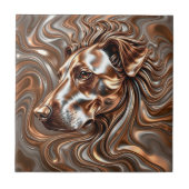 Geschmolzene flüssige Metallic Bronze und Silberdo Fliese (Vorderseite)