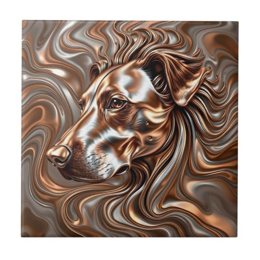 Geschmolzene flüssige Metallic Bronze und Silberdo Fliese (Vorderseite)
