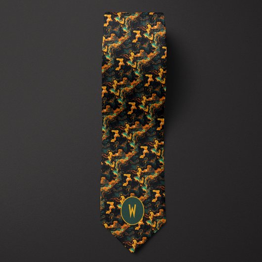 Geschmolzene Grüngolden Abstrakt Krawatte