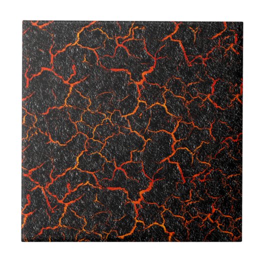 Geschmolzene heiße Lava durch zerrissene Erde Fliese (Vorderseite)