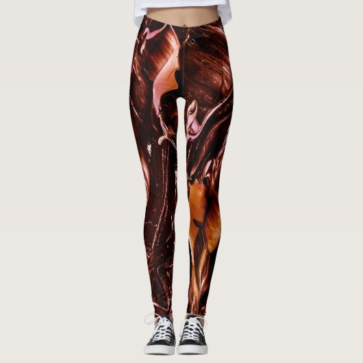 Geschmolzene Kupfer-Splash, dunkler Orange und Abs Leggings (Vorderseite)
