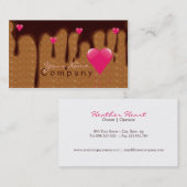 geschmolzene Schokolade mit rosa Herz-Visitenkarte Visitenkarte (Vorne/Hinten)