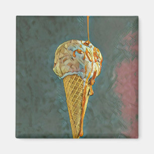 Geschmolzene Schokoladeneiscreme-Waffel Magnet