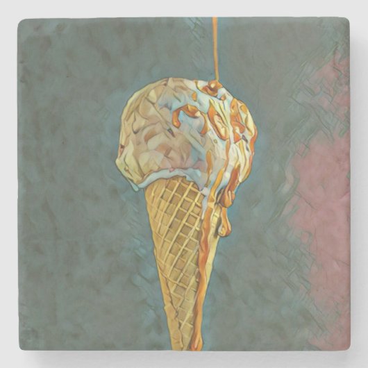 Geschmolzene Schokoladeneiscreme-Waffel Steinuntersetzer (Vorderseite)