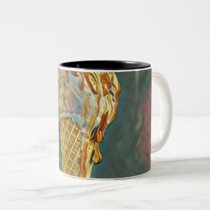 Geschmolzene Schokoladeneiscreme-Waffel Zweifarbige Tasse
