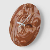 Geschmolzene Schokoladentextur Große Wanduhr (Winkel)