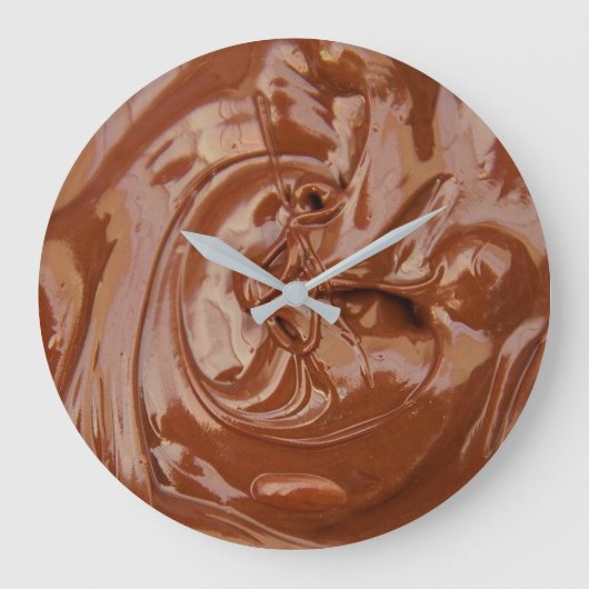 Geschmolzene Schokoladentextur Große Wanduhr (Vorderseite)