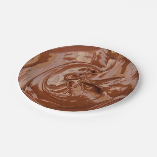 Geschmolzene Schokoladentextur Pappteller (Schrägansicht)
