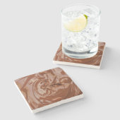 Geschmolzene Schokoladentextur Steinuntersetzer (Seitenansicht)