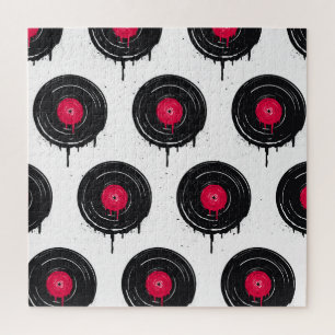 Geschmolzene Vinyl-Schallplatten, künstlerisches M Puzzle