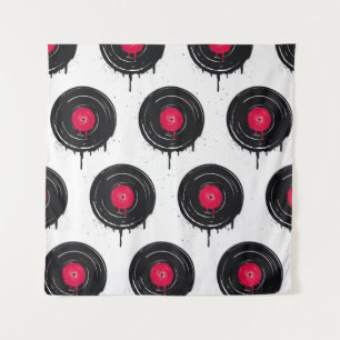 Geschmolzene Vinyl-Schallplatten, künstlerisches M Wandteppich