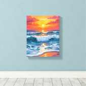 Geschmolzener Horizont | Ozeanwellen Sonnenunterga Leinwanddruck (Insitu (Holzboden))