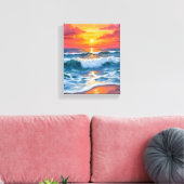 Geschmolzener Horizont | Ozeanwellen Sonnenunterga Leinwanddruck (Insitu (Wohnzimmer))