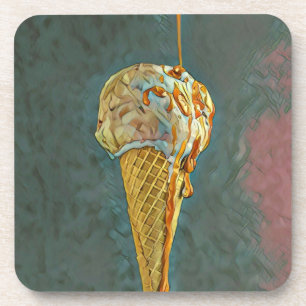 Geschmolzener Schokoladeneiscreme-Kegel Getränkeuntersetzer