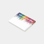 Geschmolzener Zeichenstift vom Schreibtisch des Post-it Klebezettel (angewinkelt)