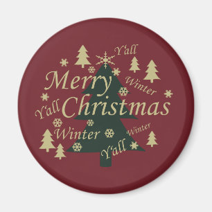 Geschmückte moderne frische Weihnachtannenbäume Magnet