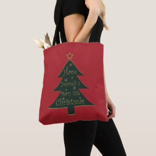 Geschmückte moderne frische Weihnachtannenbäume Tasche