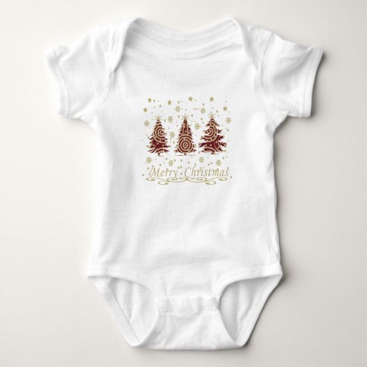Geschmückte moderne Weihnachtskiefern Baby Strampler (Vorderseite)