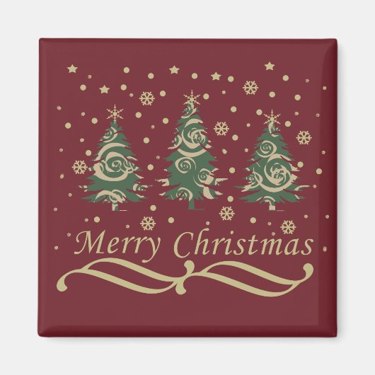 Geschmückte moderne Weihnachtskiefern Magnet (Vorne)