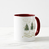 Geschmückte moderne Weihnachtskiefern Tasse (VorderseiteRechts)