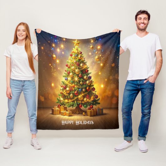 Geschmückte Weihnachtsbaum-Fleece Fleecedecke (Beispiel)