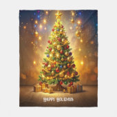Geschmückte Weihnachtsbaum-Fleece Fleecedecke (Vorderseite)
