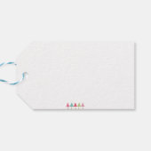 Geschmückte Weihnachtsbäume, rosa rote grüne Leine Geschenkanhänger (Rückseite Horizontal)