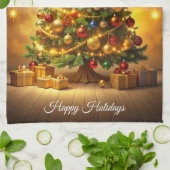 Geschmückte Weihnachtsbaumküche Geschirrtuch (Gefaltet)
